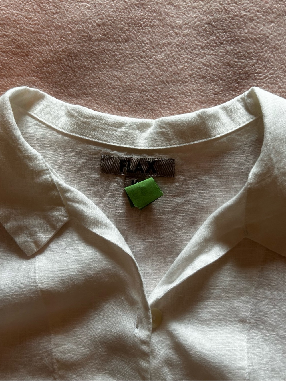 Flax White Linen Button-Front Relaxed Shirt - Picture 3 of 3